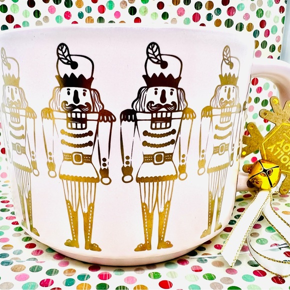 Christmas Matte Gold Nutcrackers on Baby Pink Mug - Picture 4 of 6